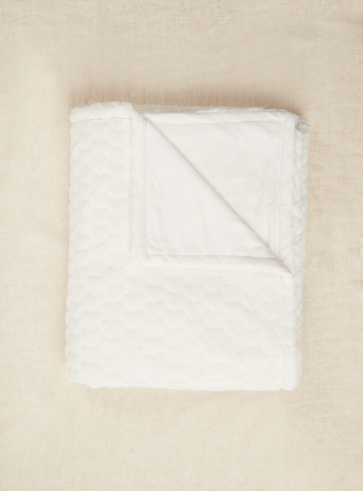 Soft heart blanket - Ivory