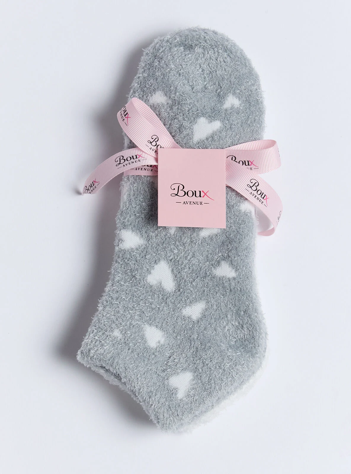 2 pack heart fluffy trainer socks - Grey Mix