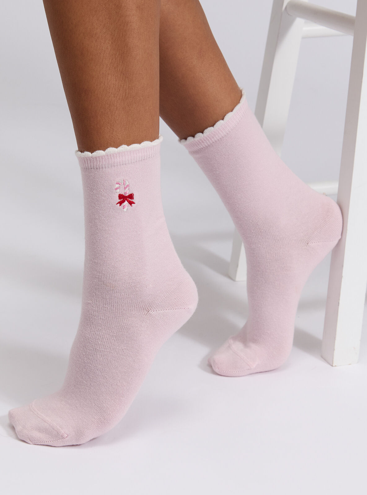 Candy cane sock gift box - Powder Pink