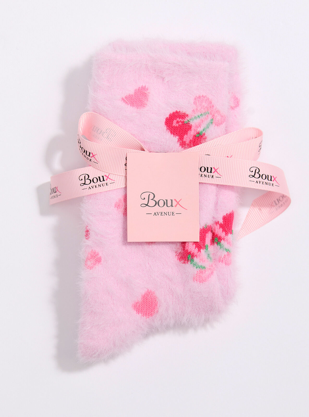 Cherry fluffy ankle socks - Pink Mix