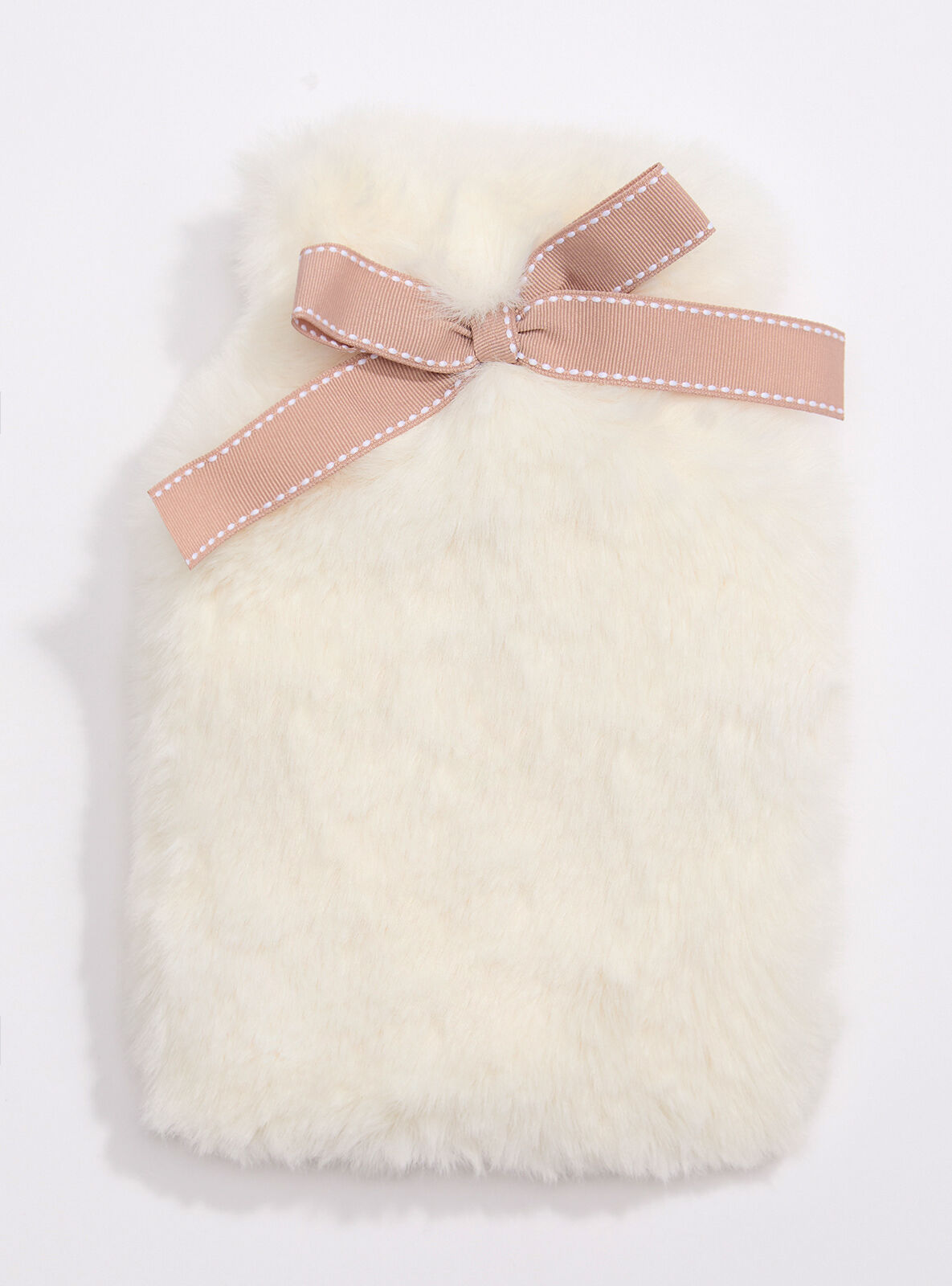 Plush bow hot water bottle - Ivory Mix